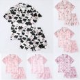 thumbnail image 1 of larppty Girls Satin Pajamas Set, Silk Button-Down Sleepwear 2 Piece Nightwear(Black,9-10 Years), 1 of 4