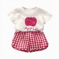thumbnail image 1 of larppty Girls Sleepover Theme Matching Pajamas Summer Short Sleeve Tween Kids Jammies Set PJS Pal(Red,6-7 Years), 1 of 4