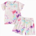 thumbnail image 1 of larppty Girls Summer Outfit Sets 2 Piece T-Shirt Graphic Short Sleeve and Shorts Set Kids Clothing Sets (Z01-Purple, 12-18M), 1 of 5