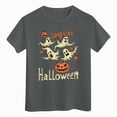 thumbnail image 1 of larppty Halloween Doodles Hearth Toddler T-Shirts Kids Baby Girls Boys Pumpkin Graphic Tee Tops Spooky Season Tops (Grey,7-8 Years), 1 of 7