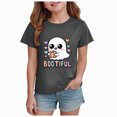 thumbnail image 1 of larppty Halloween Ghouls Ghost Retro Girl Kids T-Shirt Graphic Tshirt Little Kids Fall Short Sleeve Tee Tops (Black,9-10 Years), 1 of 6