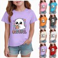 thumbnail image 1 of larppty Halloween Ghouls Ghost Retro Girl Kids T-Shirt Graphic Tshirt Little Kids Fall Short Sleeve Tee Tops (Purple,7-8 Years), 1 of 6