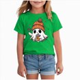 thumbnail image 1 of larppty Halloween Shirts for Kids Toddler Pumpkin Face Ghost Skeleton Cotton Tshirt Clothes (Green,6-7 Years), 1 of 5
