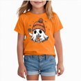 thumbnail image 1 of larppty Halloween Shirts for Kids Toddler Pumpkin Face Ghost Skeleton Cotton Tshirt Clothes (Orange,2-3 Years), 1 of 5