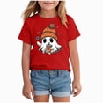 thumbnail image 1 of larppty Halloween Shirts for Kids Toddler Pumpkin Face Ghost Skeleton Cotton Tshirt Clothes (Red,12-18 Months), 1 of 5