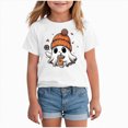 thumbnail image 1 of larppty Halloween Shirts for Kids Toddler Pumpkin Face Ghost Skeleton Cotton Tshirt Clothes (White,12-18 Months), 1 of 5