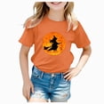 thumbnail image 1 of larppty Halloween Shirts for Kids Witch On Broom With Full Moon Funny Design for Halloween T-Shirt (Orange,12-13 Years), 1 of 5