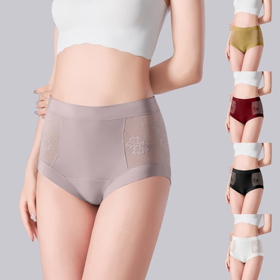 larppty High Waisted Bodyshape Underwear for Women Tummy Control Floral Lace Patchwork Thin Butt Liftings Sexy Under Shorts（Purple， XL）