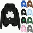 thumbnail image 1 of larppty Hoodies Sweatshirts for Women Lucky Shamrock Long Sleeve Shirt Casual Pullover Tops (Pink, L), 1 of 7