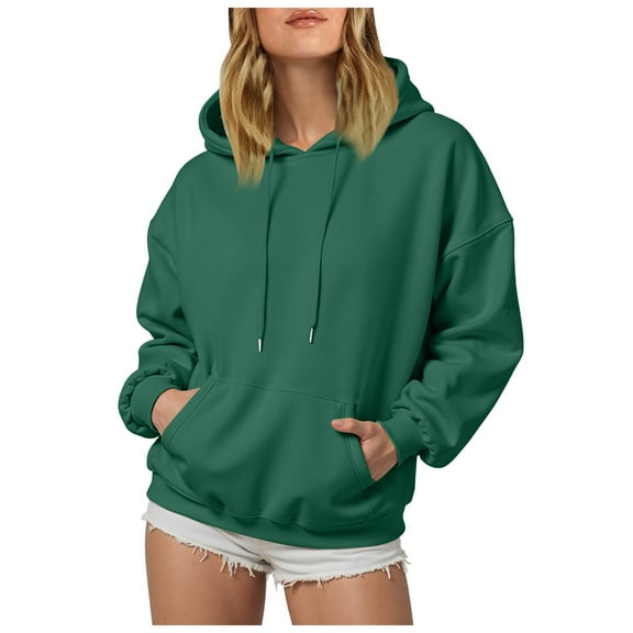 larppty Hoodies for Women, Fall Pullover Sweatshirt, Oversized Lightweight Sweatshirts (Dark Green, XL)