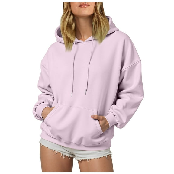 larppty Hoodies for Women, Fall Pullover Sweatshirt, Oversized Lightweight Sweatshirts (Pink, XS)