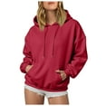 thumbnail image 1 of larppty Hoodies for Women, Fall Pullover Sweatshirt, Oversized Lightweight Sweatshirts (Red, XL), 1 of 6