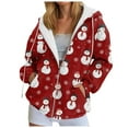 thumbnail image 1 of larppty Hoodies for Women Zip Up Christmas Sweatshirts Oversized Jackets Long Sleeve Cardigan Sweater Shirts 2025 Fashion Holiday Clothes (Wine, L), 1 of 9