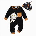 thumbnail image 1 of larppty Infant Newborn Baby Girl Boy Long Sleeve Romper Unisex Baby Halloween Outfits 2Pcs Hat+Jumpsuit Clothes Set, 1 of 7
