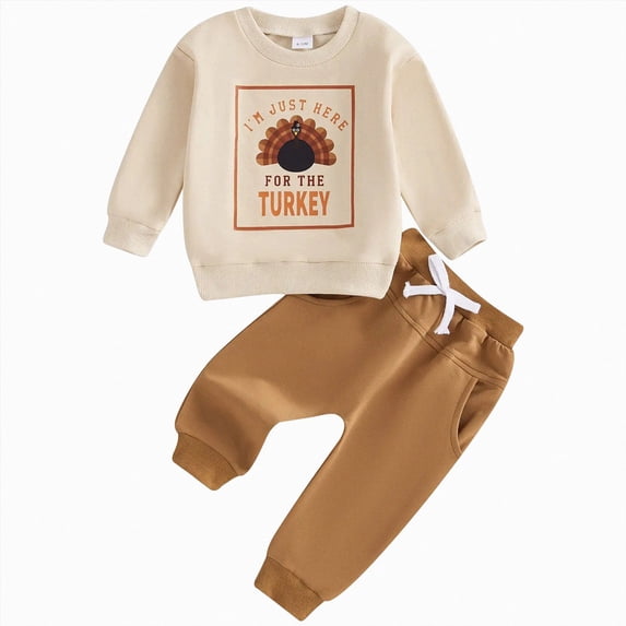 larppty Kids Baby Boys Duck Hunter Clothes Mallard Duck Sweatshirt Pullover Solid Color Pant 2Pcs Toddler Hunting Baby Outfit(Brown,0-6 Months)