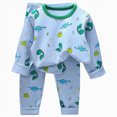 thumbnail image 1 of larppty Kids Boys Pajamas Long Sleeve Sleepwear 2-Piece Pajama Set (4-5 Years,Blue), 1 of 4