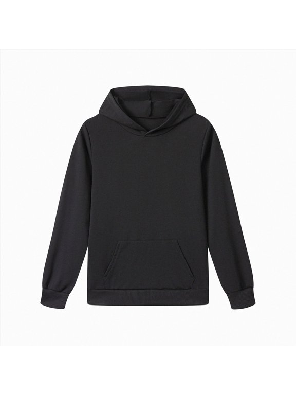 Kids Hoodies Toddler Fall Pullover Hooded Medium Weight Sweatshirts with Pocket for Boys and Girls (7-8 Years,Black)