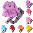 thumbnail image 1 of larppty Kids Little Girls Clothes Toddler Fashion Fall Outfits Girls' Clothing Sets (Purple,4-5 Years), 1 of 7