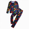 thumbnail image 1 of larppty Kids Pajama Set Glow in The Dark - Boys & Girls 3D Fluorescent Print PJs, Soft Long Sleeve Nightwear with Glowing Patterns, Matching 2-Piece Sleepwear (Red,3-4 Years), 1 of 7