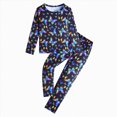 thumbnail image 1 of larppty Kids Pajama Set Glow in The Dark - Boys & Girls 3D Fluorescent Print PJs, Soft Long Sleeve Nightwear with Glowing Patterns, Matching 2-Piece Sleepwear, 1 of 7