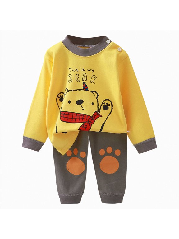 Kids Toddler Boys Girls Easter Pajamas Animal Truck Rabbit Buddy Pajamas Easter Gift Sleepwear Pjs Set(3-4 Years,Yellow)