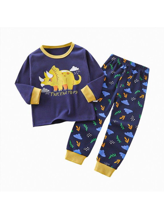 Kids Toddler Boys Girls Pajamas Animal Truck Rabbit Buddy Pajamas Easter Gift Sleepwear Pjs Set(3-6 Months,Dark Blue)