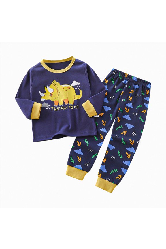 Kids Toddler Boys Girls Pajamas Animal Truck Rabbit Buddy Pajamas Easter Gift Sleepwear Pjs Set(3-6 Months,Dark Blue)