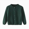 thumbnail image 1 of larppty Little Girls Cute Crew Neck Long Sleeve Button-Down Fine Knit Cardigan Sweaters(Dark Green,3-4 Years), 1 of 4