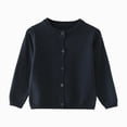 thumbnail image 1 of larppty Little Girls Cute Crew Neck Long Sleeve Button-Down Fine Knit Cardigan Sweaters(Navy,5-6 Years), 1 of 4