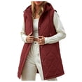 thumbnail image 1 of larppty Long Puffer Vest Women Sleeveless Hooded Puffer Jacket Lightweight Quilted Jackets Winter Warm Zip Up Coat Outerwear (Wine, M), 1 of 5