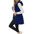 thumbnail image 1 of larppty Long Puffer Vest for Women with Hood Lightweight Sleeveless Down Vest for Spring, Fall & Winter (Blue, S), 1 of 4
