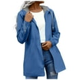 thumbnail image 1 of larppty Long Raincoat for Women Waterproof Drawstring Hooded Jacket Traveling Outdoor Windbreaker Jackets Fall Fashion (Blue, M), 1 of 7