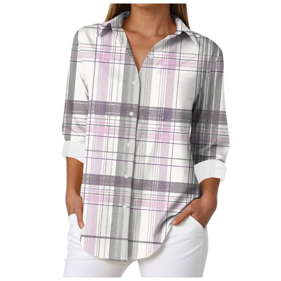 larppty Long Sleeve Blouse for Women 2025 Button Up V Neck Dressy Casual Loose Work Blouses Shirts (White, 3XL)