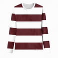 thumbnail image 1 of larppty Long Sleeve Tops for Women Lightweight Striped Shirts Fall Outfits 2025 Color Block Fashion Clothing Crewneck Tee Blouses (Wine, S), 1 of 4