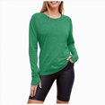 thumbnail image 1 of larppty Long Sleeve Training Top with Thumbholes, Comfortable Yoga Gym Quick-dry Pullover Top (Green, M), 1 of 5