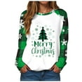 thumbnail image 1 of larppty Merry Christmas Sweatshirts for Women Xmas Plaid Tree Tops Christmas Plaid Shirt Long Sleeve Tee Tops (Green, M), 1 of 9