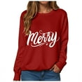 thumbnail image 1 of larppty Merry Sweatshirts for Women Christmas Crewneck Sweaters Letter Pullover Winter Tops Fashion Outfits (Red, XL), 1 of 6