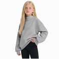 thumbnail image 1 of larppty Mock Neck Sweatshirt for Girls Oversized Turtleneck Sweater Long Sleeve Cute Fleece Pullover Tops Fall Trendy Hoodies Clothes (9-10 Years,Grey), 1 of 4