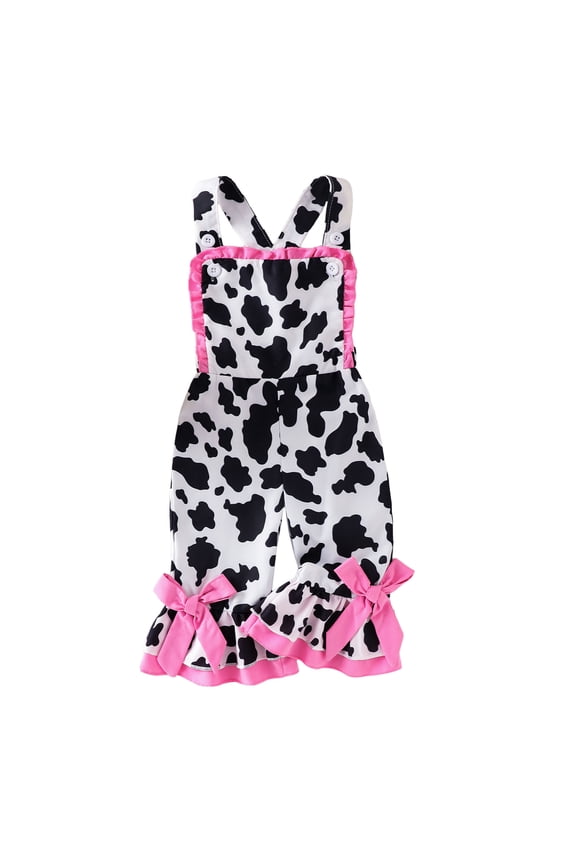 Mothers Day Outfit Baby Girl Overalls I Love My Mom Romper Gingham Bell Bottom Suspender Jumpsuit (Pink,3-4 Years)