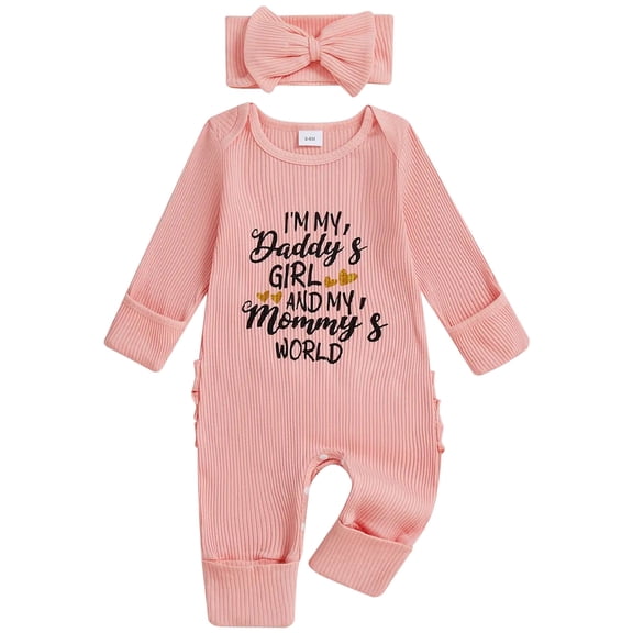 larppty Mothers Day Outfit Baby Girl Romper I Love Mom Jumpsuit Newborn Preemie Hospital Coming Home Clothes（Pink， NewBorn）