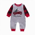 thumbnail image 1 of larppty My 1st Christmas Baby Boy Outfit Merry Christmas Romper Plaid Sleeve Jumpsuit Infant One-piece Clothes, 1 of 7