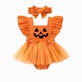 thumbnail image 1 of larppty My First Halloween Baby Girl Outfit Newborn Pumpkin Bubble Romper Infant Jumpsuit Overalls Cute Pumpkin Clothes (Orange,0-3 Months), 1 of 4