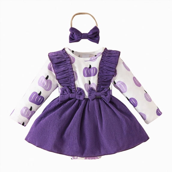 larppty My First Halloween Baby Girl Outfit Newborn Pumpkin Pie Romper Skirt Happy Thanksgiving Fall Clothes with Headband