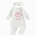 thumbnail image 1 of larppty Nebworn Baby Girl Waffle Knit Romper Long Sleeve Ruffle Butt Onesie Fall Winter Clothes Coming Going Home Outfit, 1 of 7