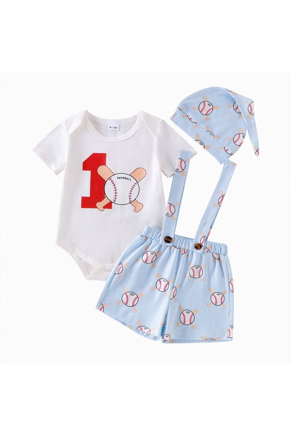 Newborn Baby Boy Baseball Outfit New Player in Town Romper Baseball Jogger Pants 3Pcs Coming Home Outfit