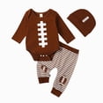 thumbnail image 1 of larppty Newborn Baby Boy Football Outfit Long Sleeve Rugby Football Romper Pants Set Hat 3Pcs Infant Fall Clothes, 1 of 6