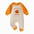 thumbnail image 1 of larppty Newborn Baby Boy Girl Halloween Outfit Pumpkin Ghost Embroidery Patchwork Jumpsuit Fall One Piece Romper, 1 of 5