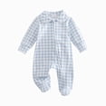 thumbnail image 1 of larppty Newborn Baby Boy Outfit Gingham Footed Jumpsuit with Zipper, 1 of 5