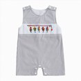 thumbnail image 1 of larppty Newborn Baby Boy Summer Clothes Animal Embroidery Plaid Sleeveless Romper Jumpsuit Overall Bodysuit One-Piece Outfit (Z02-Grey, 6-12 Months), 1 of 9