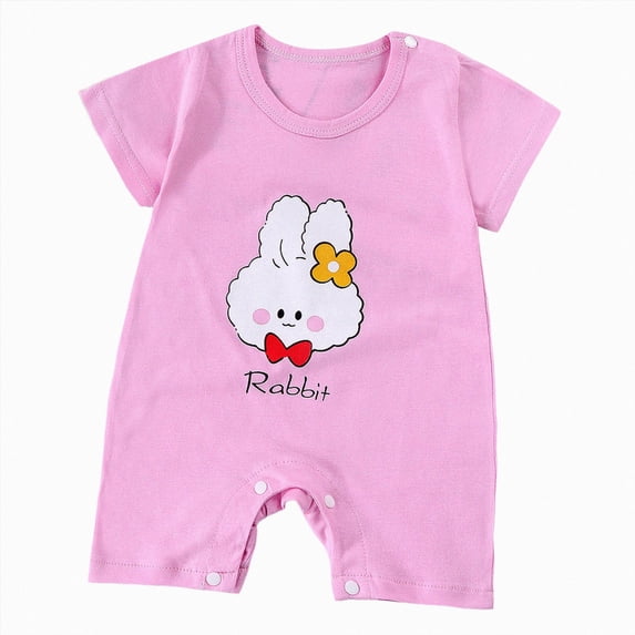 larppty Newborn Baby Boys Girls Rompers V Neck Long Sleeve Toddler Romper Cute Print Side Tie Romper Jumpsuits Unisex Cotton Infant Clothes